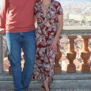 Audrey Red and White Tropical Midi Jumper